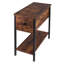 Table de chevet en acier à 1 tiroir brun rustique