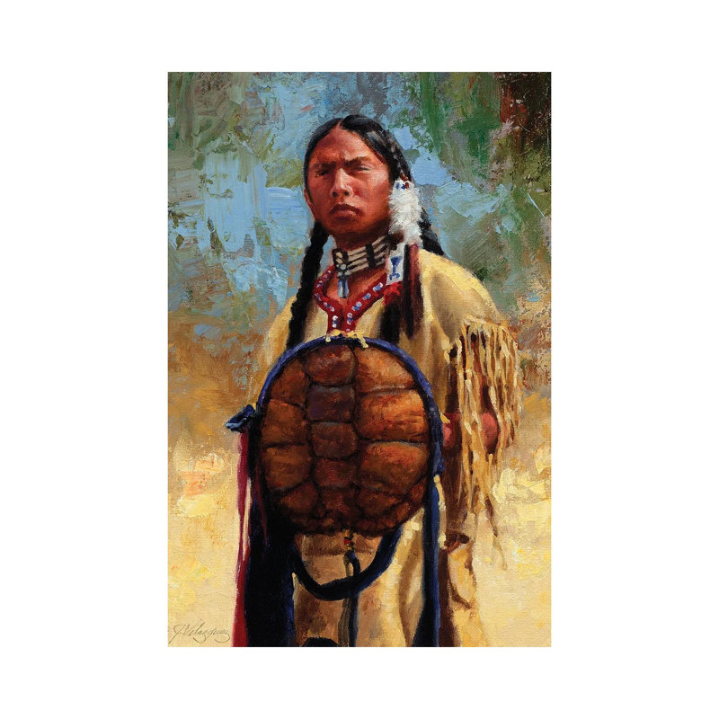 Turtle Spirit Shield by Joe Velazquez - Wrapped Canvas Print, 20.32 cm H x 30.48 cm W