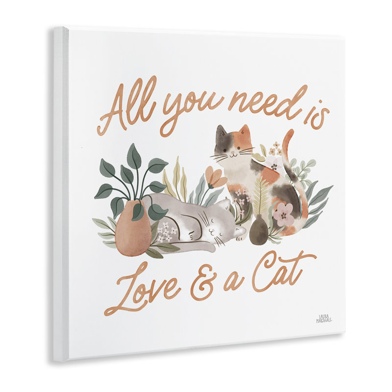 "Love & A Cat", art mural sur plaque par Laura Marshall