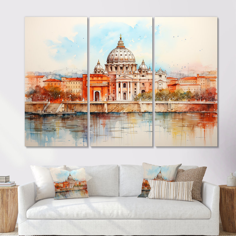Art mural, sérénité I, Rome, Toile tendue, H 40 po x l 61 po x P 1 po