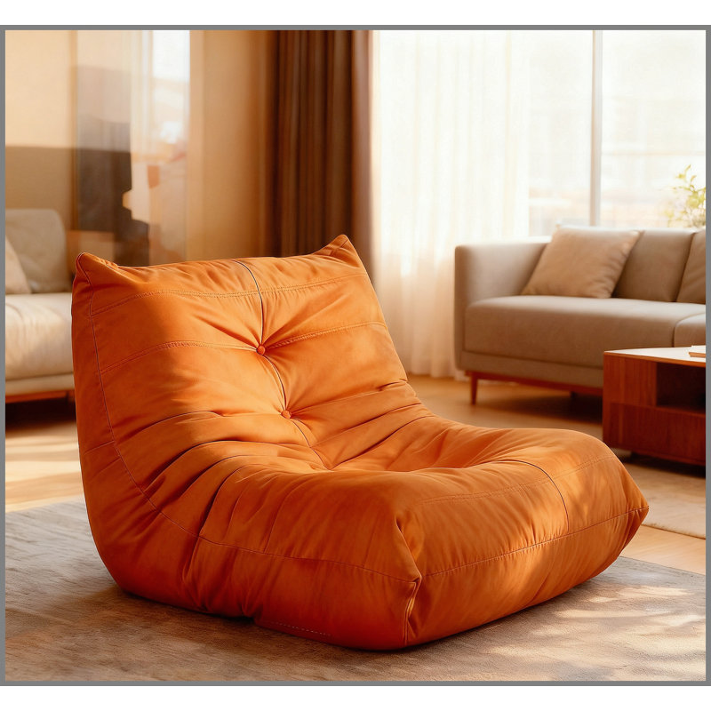 Chaise d'appoint luxueuse luxueuse en microfibre orange capitonnée, Orange