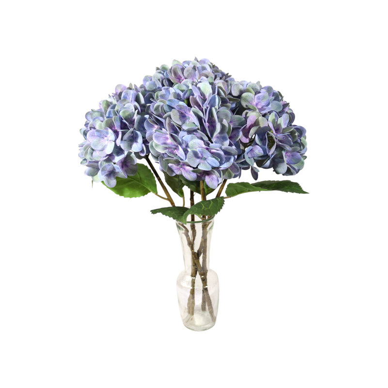 Tige d'hortensia artificielle 17,75 po, Bleu
