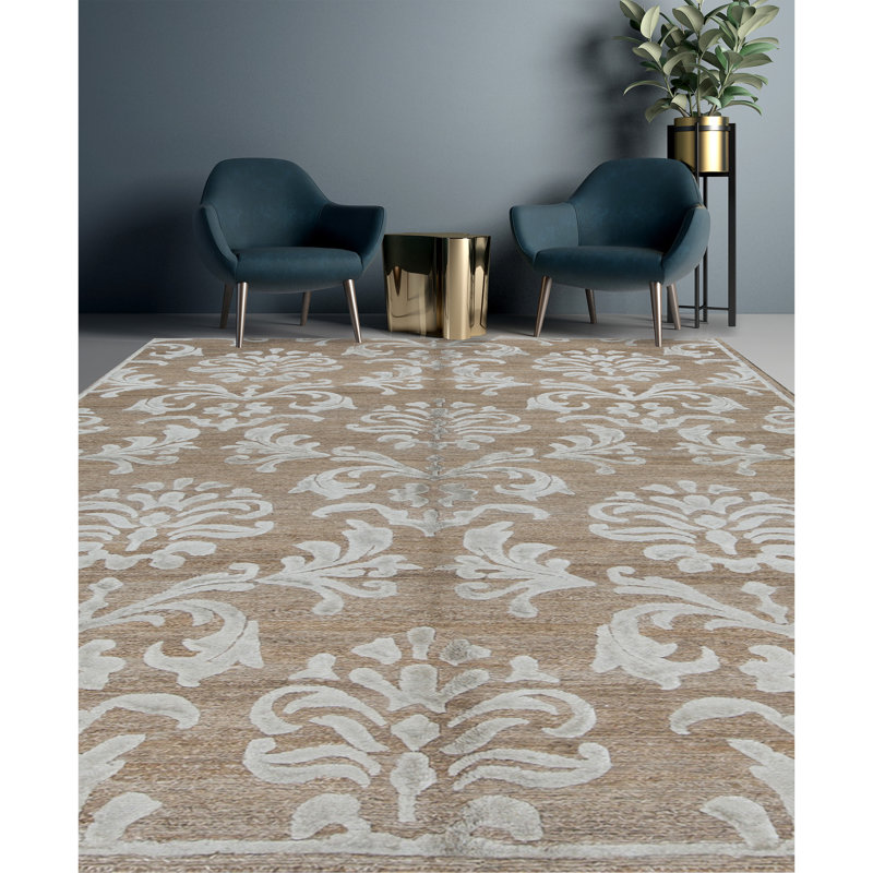 Himalayan Floral Area Rug in Sand