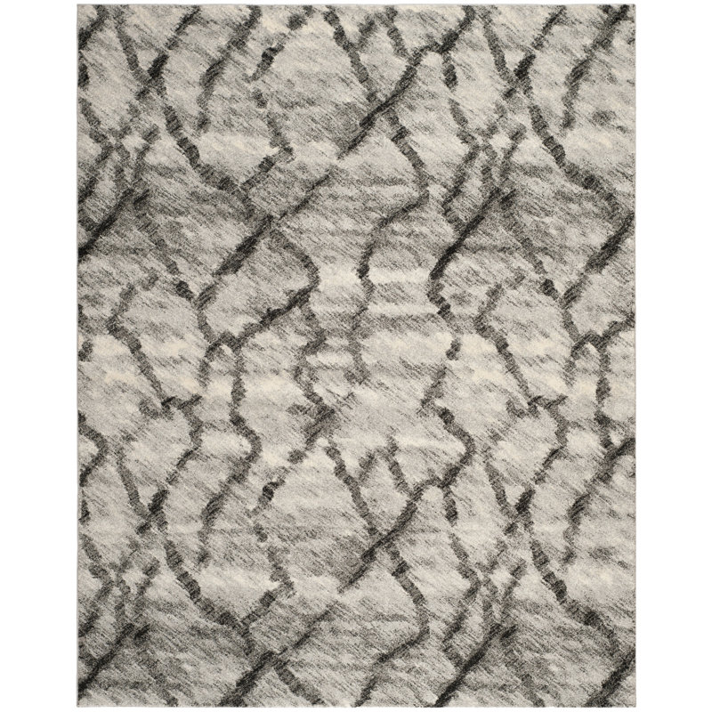 Tapis abstrait Retro 2144 Performance, Rectangle 6 pi x 9 pi, Gris