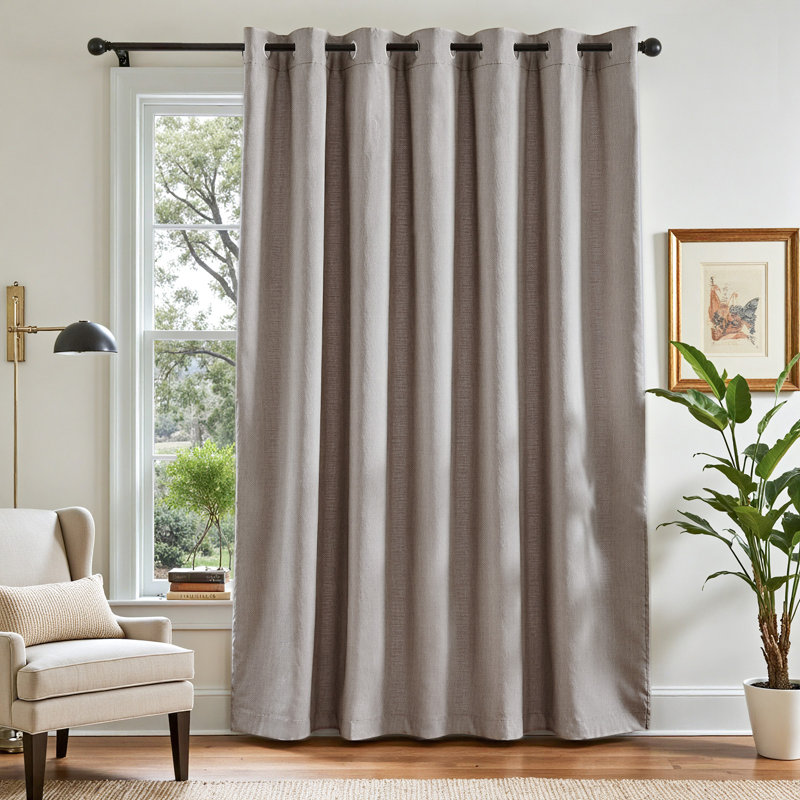 Rideau en lin texturé obscurcissant avec œillets, Taupe, L 100 po x L 96 po