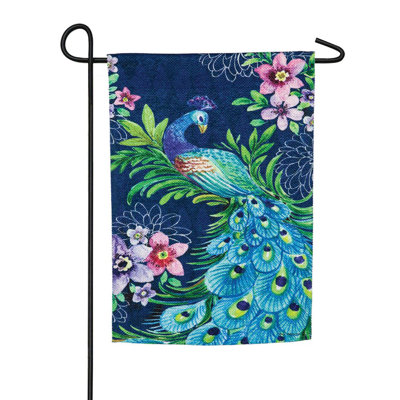 Lin peacock 2 côtés 18 x 13 po floral drapeau de jardin