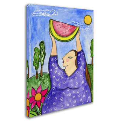 Berkley 'Big Diva with Watermelon' Print on Wrapped Canvas