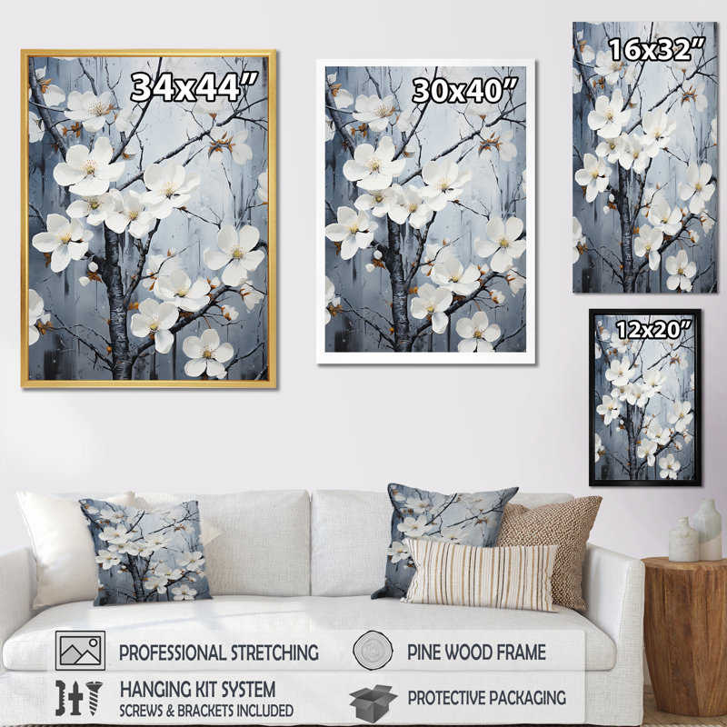 «Ethereal Dogwood Blossom Dreams», reproduction sur toile, Toile tendue, H 44 po x l 34 po x P 1,5 po