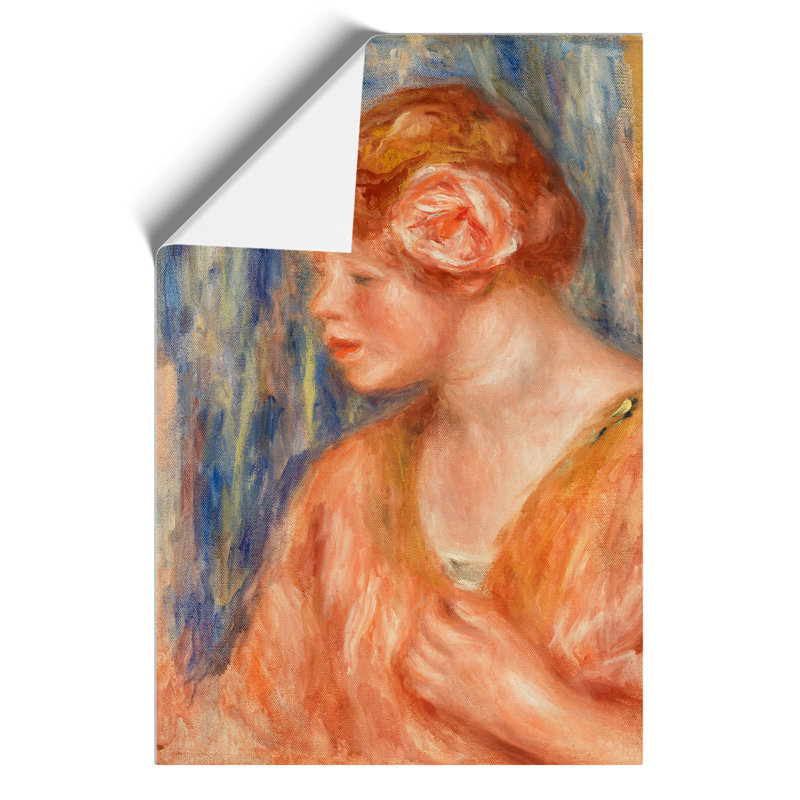 Young Woman with Rose by Pierre Auguste Renoir - Frameless Print, 59cm H x 42cm W x 0.1cm D