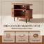 Support pour tourne-disque Mid-Century moderne avec station de charge et ports USB, grande armoire de rangement ronde en vinyle