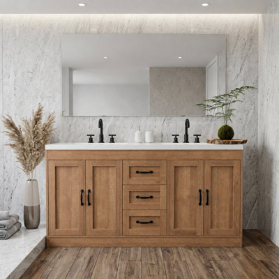 Meuble-lavabo autoportant 60 po avec 3 tiroirs et 2 armoires de rangement 60 po