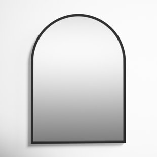 Hanning Bow Wall Mirror Arched Shape Oblong Wooden Floral and Bow