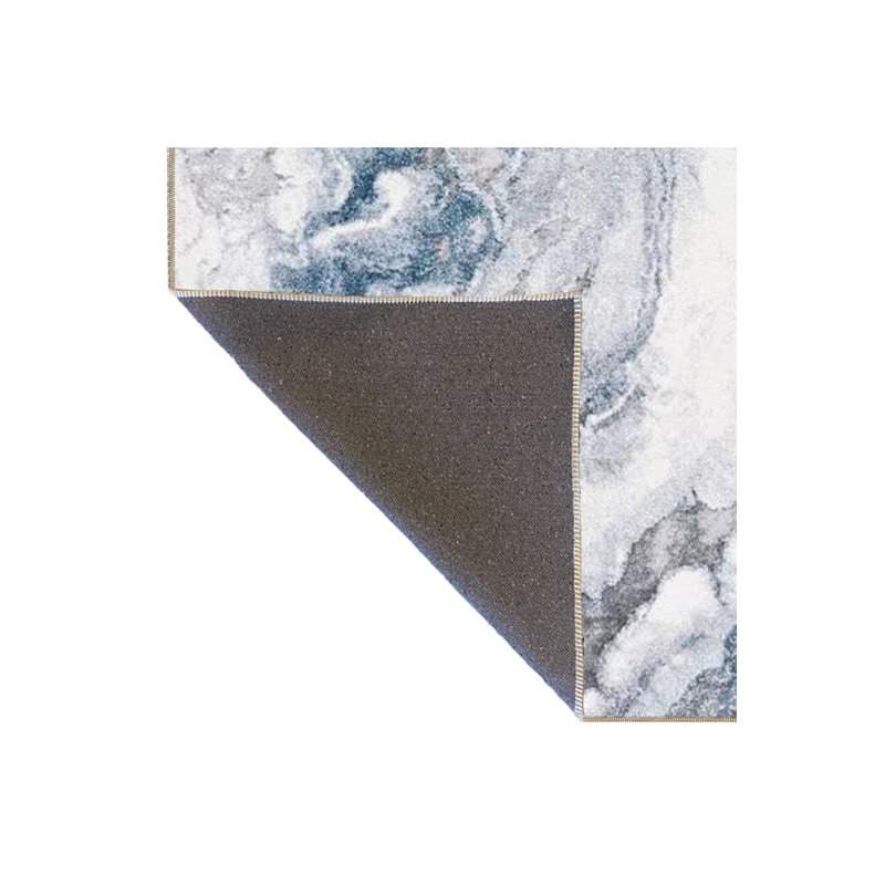 Tapis bleu lavable Ice Ice, Carré 3 pi 3 po