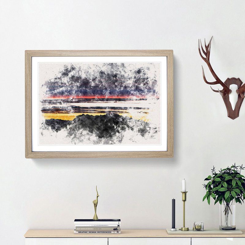 Monte Due Mani Mountain in Italy - Picture Frame Graphic Art Print, Oak Framed, 33cm H x 45cm W x 2cm D