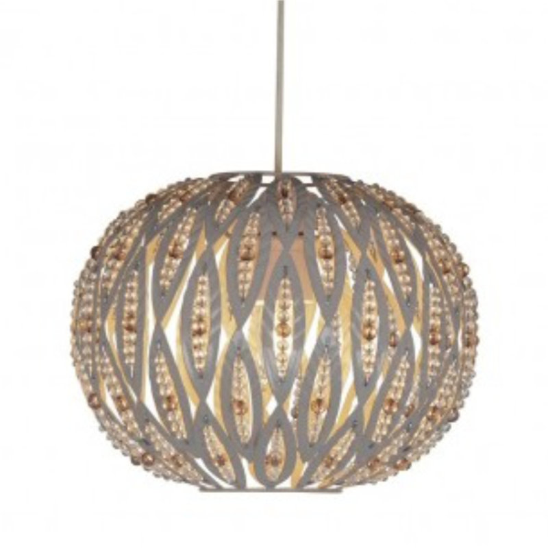 21cm H Metal Round Pendant Shade in Taupe