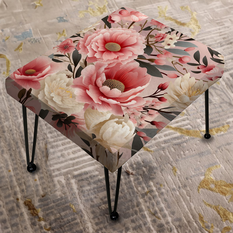 Pink Floral Delicacy Bliss - Floral Rectangle Ottoman