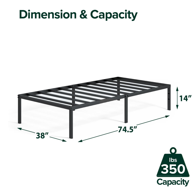 Russel 14'' Contemporary Modern Bed Frame, Twin
