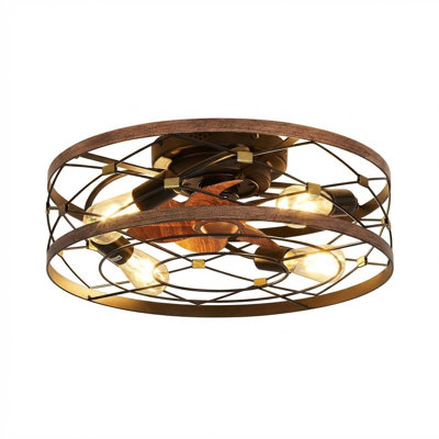 Ventilateur de plafond encastré à cage encastré 19 pouces avec lumière Ventilateur de plafond à profil bas réversible à télécommande 6 vitesses pour la cuisine de la chambre à coucher
