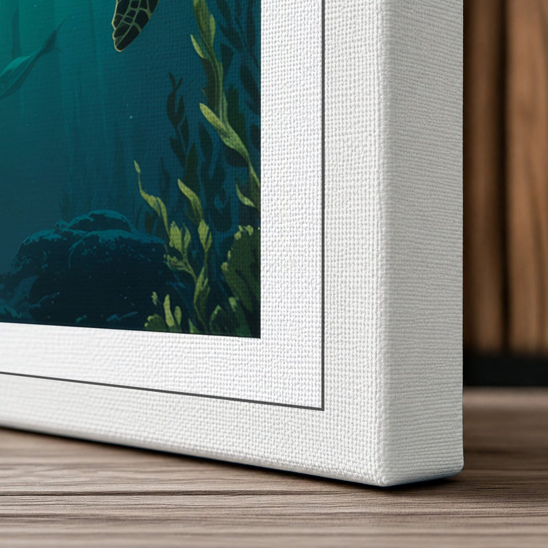 Turtle in Light Coastal - Wrapped Canvas, 24x16 - 61.0 x 40.6 cm, White Border