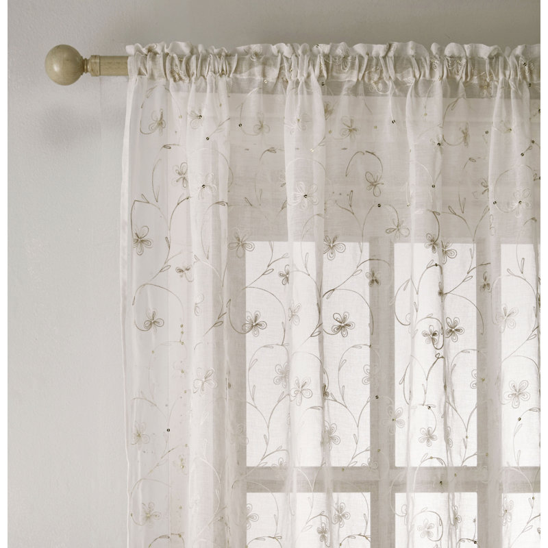 Rockridge Sheer Curtain Pair, 140cm Width x 122cm Drop, Cream