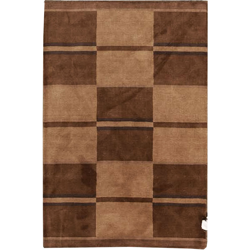 Wool Geometric Area Rug in Brown/Ivory