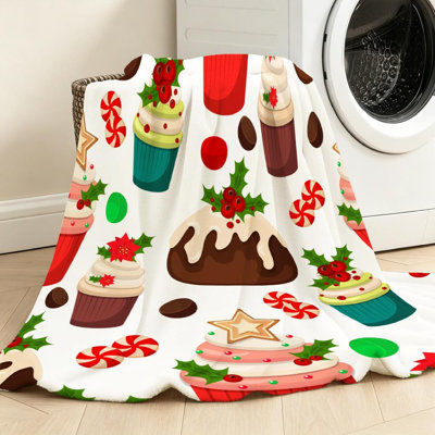 Clear Ultra Soft Flannel Fleece Throw Blanket,Christmas with Spruce Single-Sided Print
