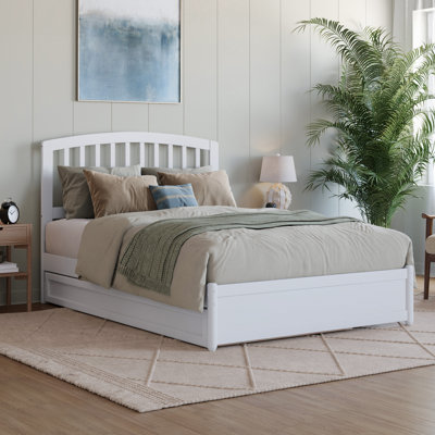 Lamari Solid Wood Platform Bed with Footboard & Roll Out Trundle Bed