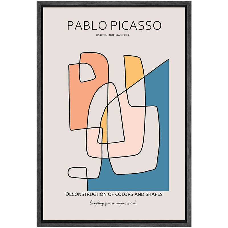 «Pastel Geometric Lines Abstract Shapes Illustration» par Pablo Picasso - Impression sur toile, H 24 po x l 16 po x P 1,5 po