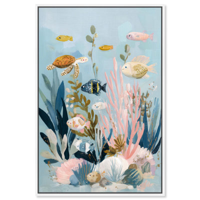 Ocean Opal Oasis I Canvas Print Coastal Wall Art by Art Remedy, White Frame, 36 x 54