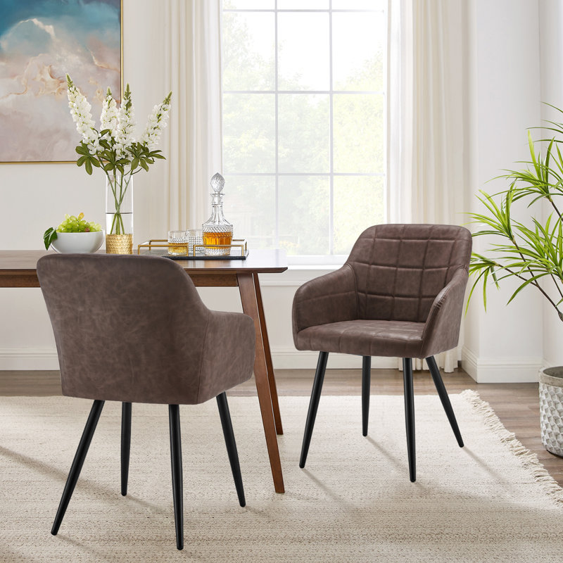 48cm H Upholstered Metal Armchair, Brown