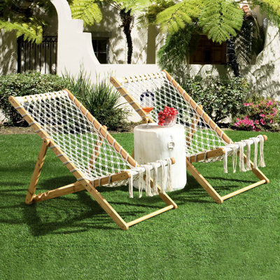 Paire de chaises de patio tissées à la main avec usure, applicables aux espaces extérieurs comme la piscine et le balcon, aucune installation nécessaire, largeur de 18,34 po, poids de l'assise de 21,56 lb, position réglable,