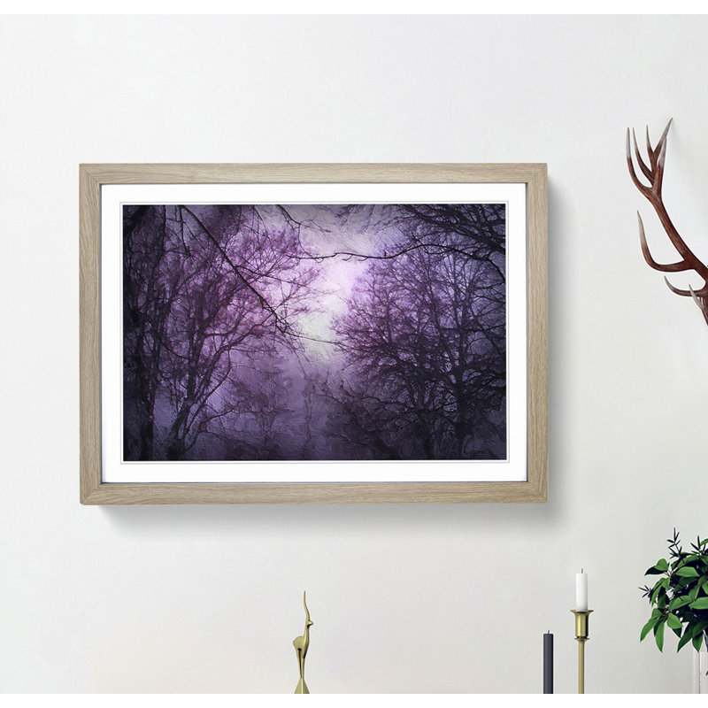 Sky Behind the Winter Trees - Picture Frame Painting Print, 36cm H x 48cm W x 2cm D, Oak Framed