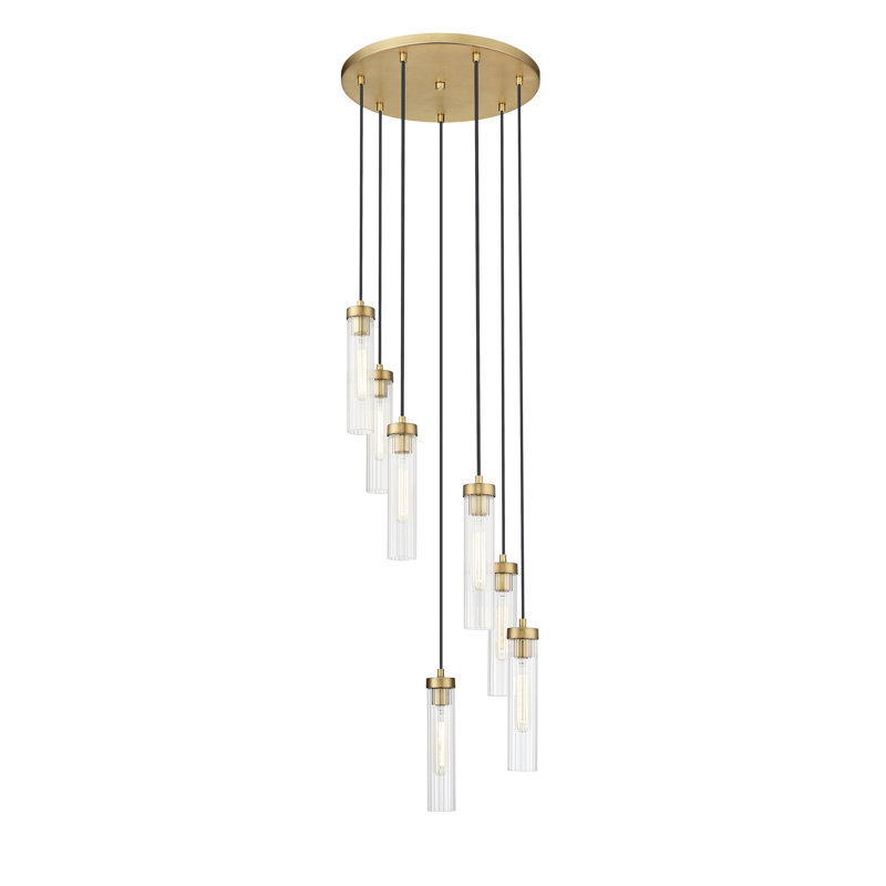 Mortola 7 - Light Dimmable Geometric Chandelier, Brushed Nickel