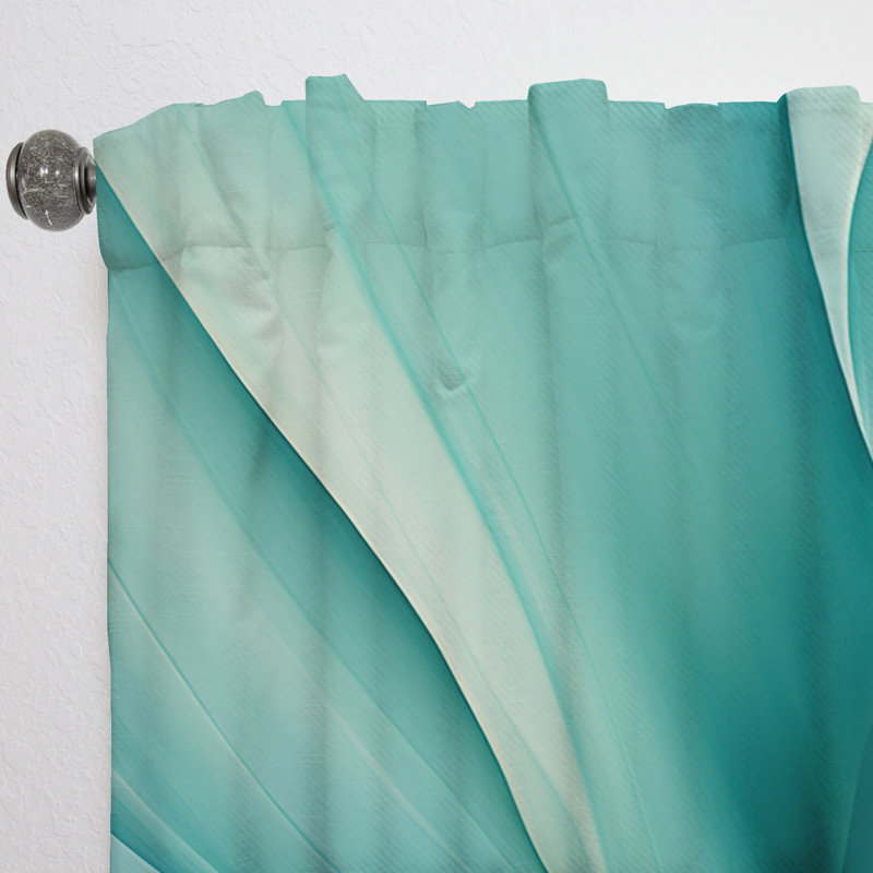 Teal Twisting Tranquility Spiral III - Modern Curtain - Velvet Room Darkening - 1 Panel, 52" W x 63" L