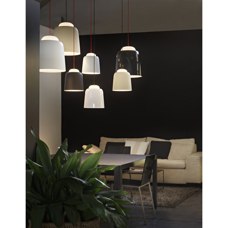 Teodora 1 - Light Dome Pendant, Black, 300cm H x 24cm W x 24cm D, Glossy White