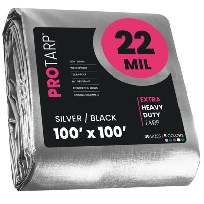 100 ft. x 100 ft. 22 Mil Heavy Duty Polyethylene Tarp, Waterproof, UV Resistant
