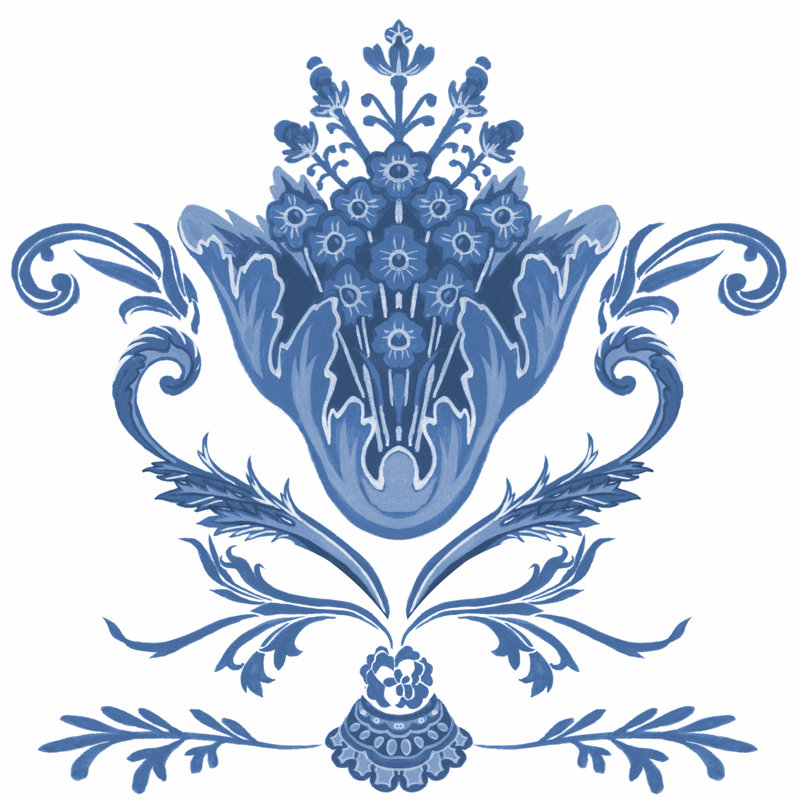 Indigo Chintz I, H 36 po x l 36 po