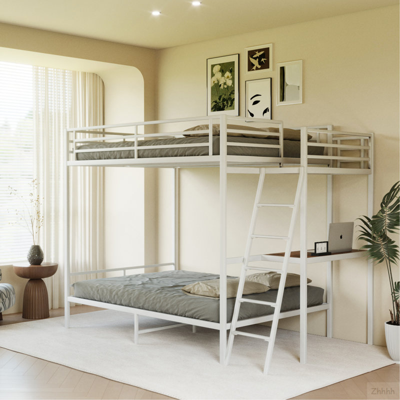White full size bunk bed