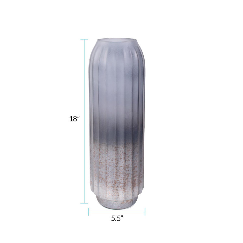 Cool Ice Blue Ribbed Cylindrical Vessel
