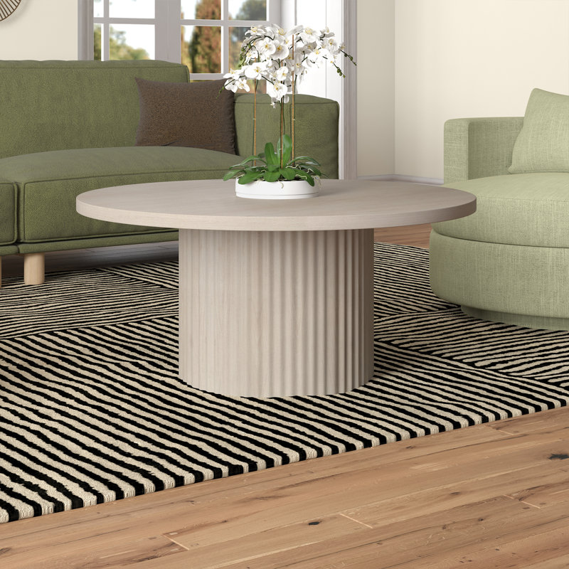 Amneh Pedestal Coffee Table, Alder White
