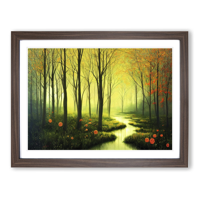 Spring Forest Flowers Vol.4 - Framed Print, 25cm H x 34cm W x 2cm D, Walnut Framed