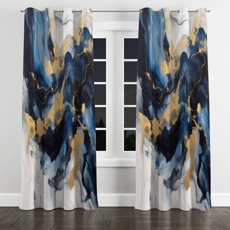 Anastaysia - Modern Grommet Curtain - Velvet Room Darkening - 1 panel, 52" W x 108" L, Golden Grommets