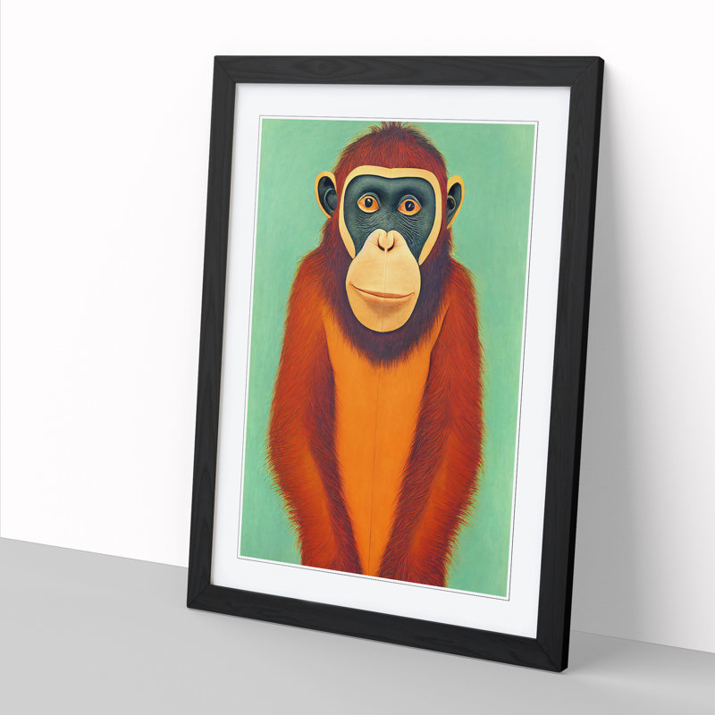 Orangutan Painting - Picture Frame Print, Black, 34cm H x 25cm W x 2cm D