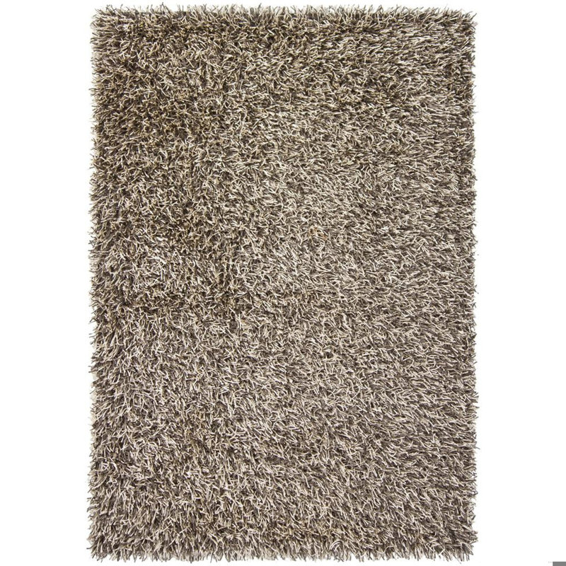 Heston Authentic Hand Woven Handmade Triple-Mixed White, Silver & Gray Modern Abstract Polyester Shag Area Rug