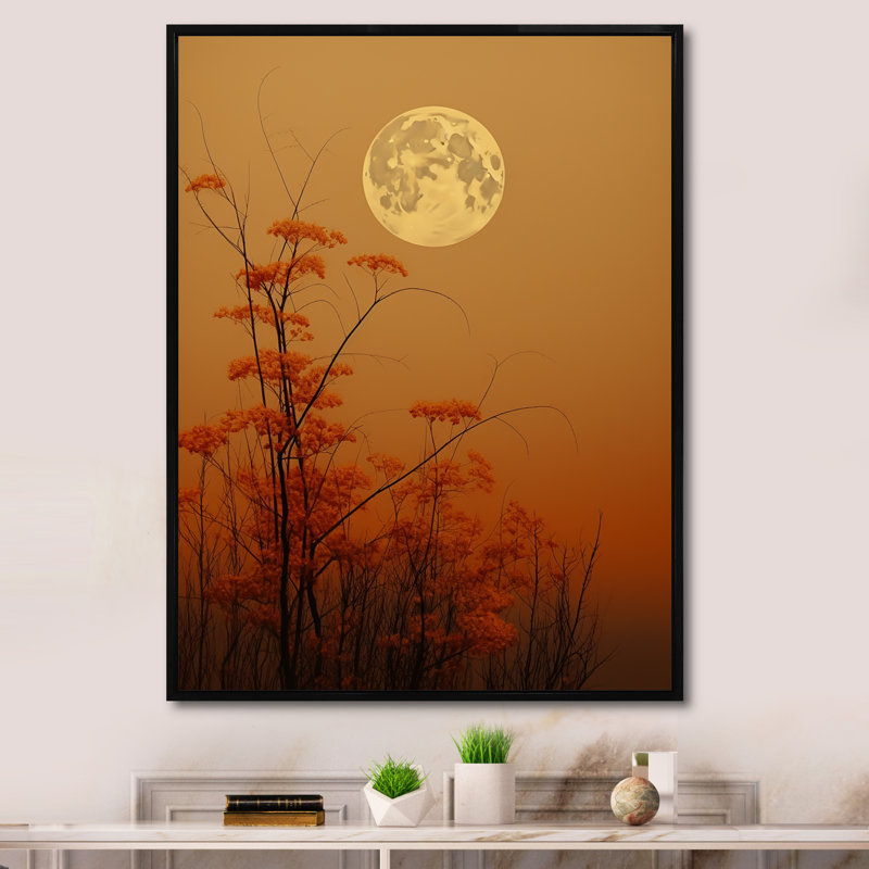 Paysage de lune lune et récolte de miel, H 32 po x l 24 po x P 1 po, Cadre flottant noir