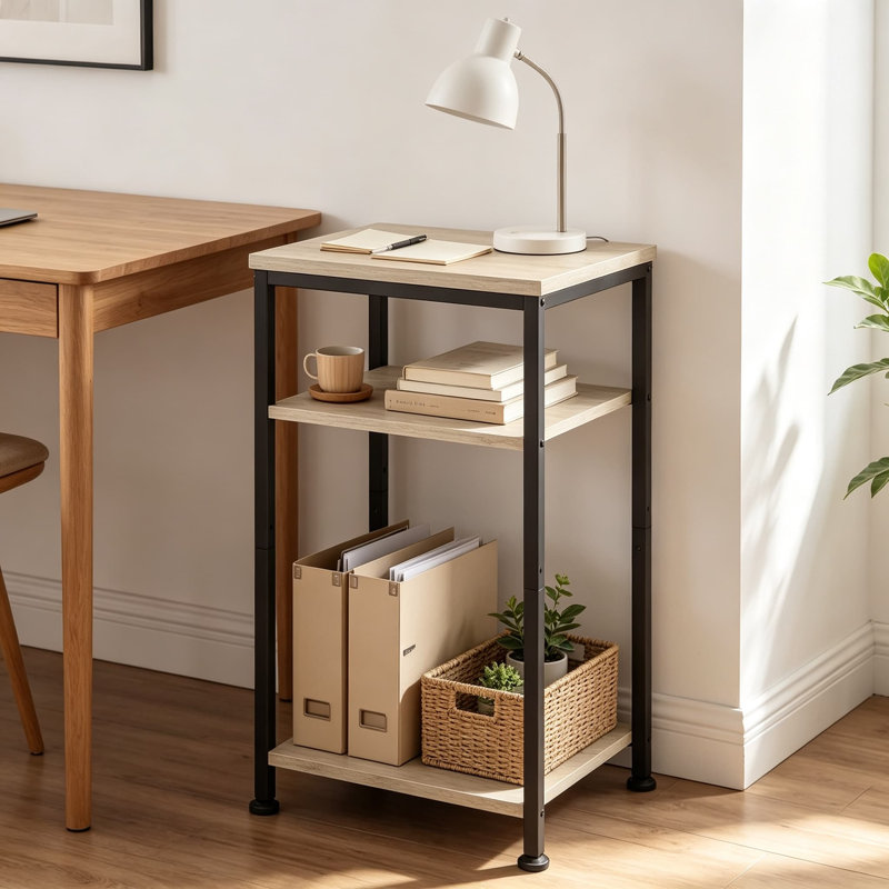 Table de bout haute à 3 niveaux avec tablette réglable, petite table d'appoint pour le salon, la chambre à coucher et le vestibule, table d'appoint à structure en métal