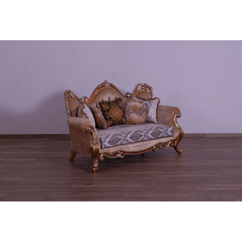 3 Piece New Tiziano Sofa Set, Dark Merlot/Beige/Light Brown