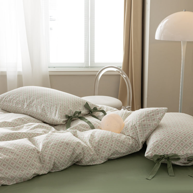 Pure Cotton Floral Print Bedding Duvet Cover Set, Queen Duvet Cover + 2 Queen Pillowcases, Multi Floral