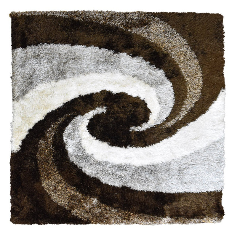Heller Hand Tufted Shag Polyester Eco-Friendly Area Rugs - Square, Multicolor, Abstract, Contemporary Modern Design, High Pile Thick Handmade Anti Skid Area Rugs for Living Room, Bed Room