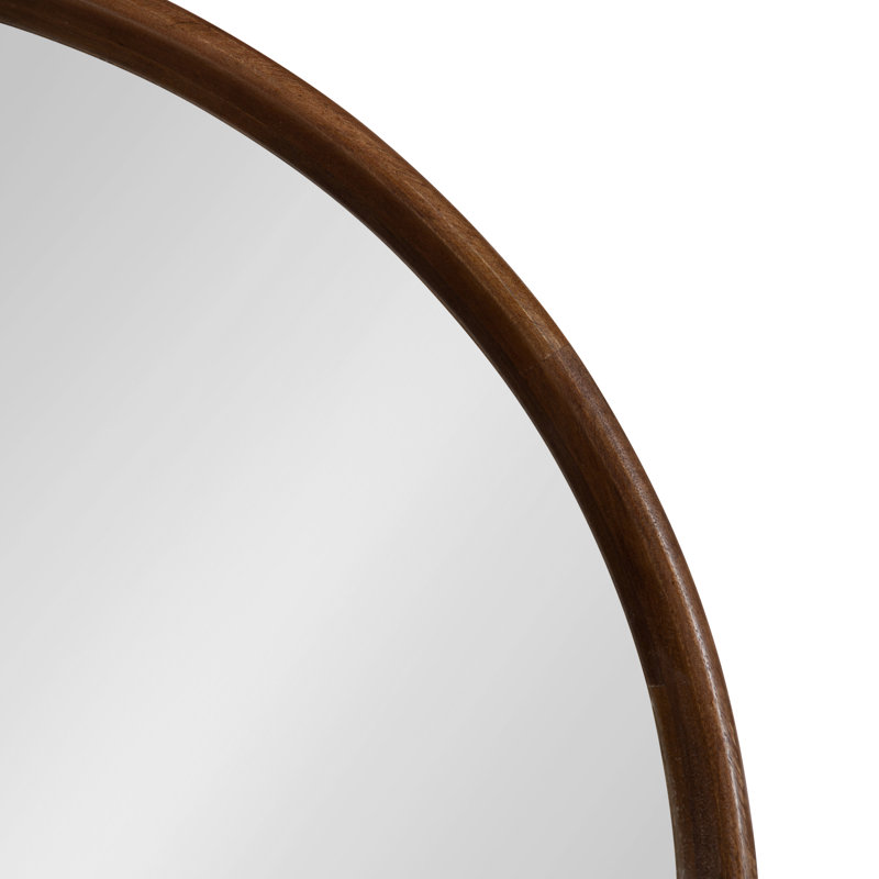 Artena Wood Round Mirror, 24" x 24", Walnut Brown